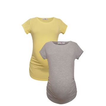 LuvmaBelly MYRA2017-2015 Gri Sarı Hamile T-Shirt Seti