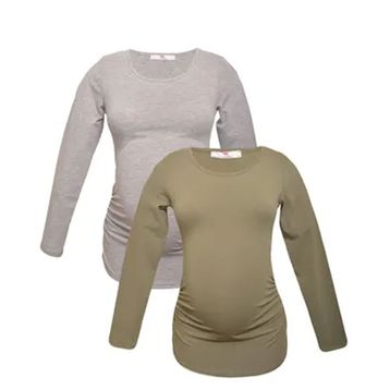 LuvmaBelly MYRA2304-2307 Gri Haki Hamile T-Shirt Seti