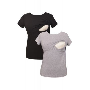 LuvmaBelly MYRA2501-2503 Siyah Gri Emzirme Hamile T-Shirt Seti