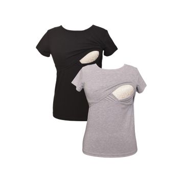 LuvmaBelly MYRA2501-2503 Siyah Gri Emzirme Hamile T-Shirt Seti