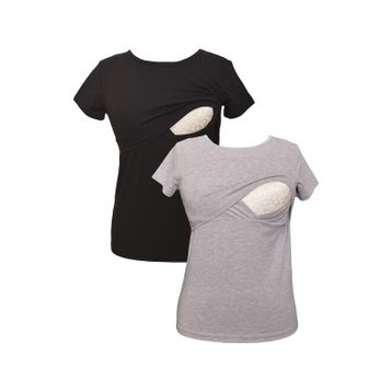 LuvmaBelly MYRA2501-2503 Siyah Gri Emzirme Hamile T-Shirt Seti