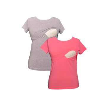 LuvmaBelly MYRA2503-2506 Gri Pembe Emzirme Hamile T-Shirt Seti
