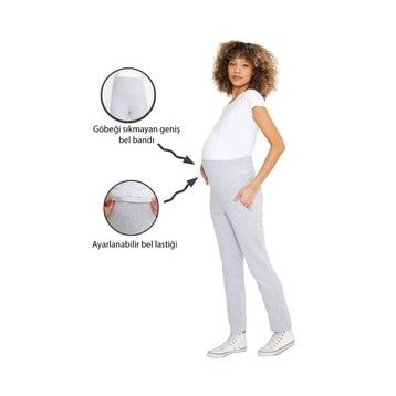 LuvmaBelly MYRA8600 Gri Örme Hamile Eşofman Altı