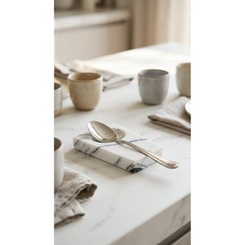 Lux and Marble Patron Beyaz Mermer Kaşıklık