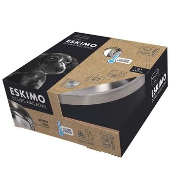 M-Pets 1.25 lt Black Eskimo Çift Cidarlı Mama Kabı