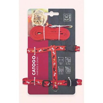 M-Pets Catogo 90-170 cm Kırmızı Kedi Göğüs Tasması Seti
