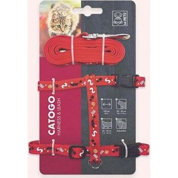 M-Pets Catogo 90-170 cm Kırmızı Kedi Göğüs Tasması Seti