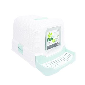 M-Pets Eco Mavi 69x42x41 cm Rattan Kapalı Kedi Tuvaleti