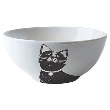 M-Pets Galya Seramik 550 ml Siyah-Beyaz Kedi Mama ve Su Kabı