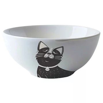 M-Pets Galya Seramik 550 ml Siyah-Beyaz Kedi Mama ve Su Kabı
