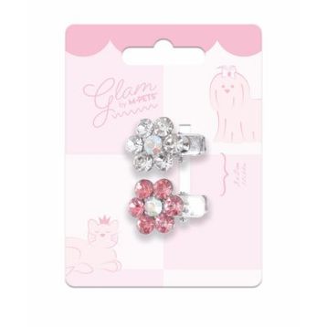 M-Pets Glam Çiçekli Pembe Beyaz Kedi ve Köpekler İçin Toka