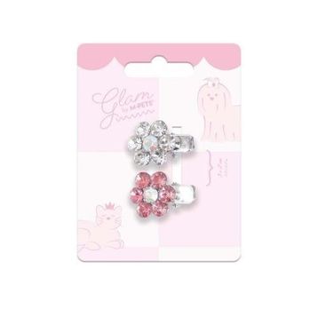 M-Pets Glam Çiçekli Pembe Beyaz Kedi ve Köpekler İçin Toka
