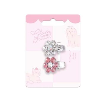 M-Pets Glam Çiçekli Pembe Beyaz Kedi ve Köpekler İçin Toka