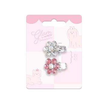M-Pets Glam Çiçekli Pembe Beyaz Kedi ve Köpekler İçin Toka