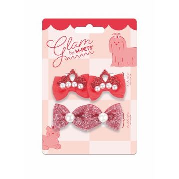 M-Pets Glam Fiyonklu 4'lü Kırmızı Kedi ve Köpekler İçin Toka