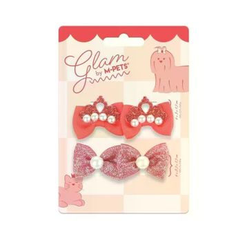 M-Pets Glam Fiyonklu 4'lü Kırmızı Kedi ve Köpekler İçin Toka
