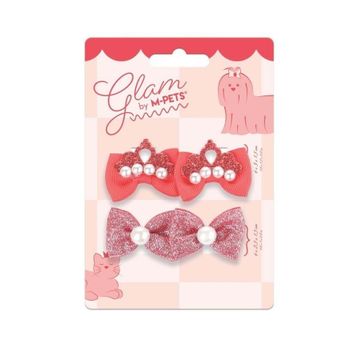 M-Pets Glam Fiyonklu 4'lü Kırmızı Kedi ve Köpekler İçin Toka