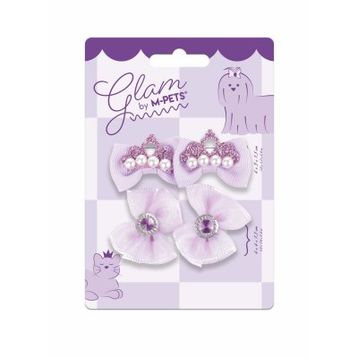 M-Pets Glam Fiyonklu 4'lü Mor Kedi ve Köpekler İçin Toka