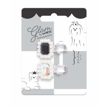 M-Pets Glam İncili Siyah-Gri Kedi ve Köpekler İçin Toka