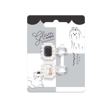 M-Pets Glam İncili Siyah-Gri Kedi ve Köpekler İçin Toka
