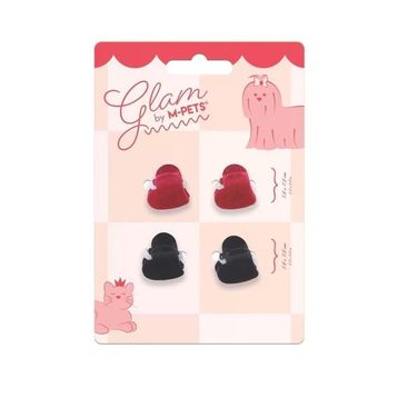 M-Pets Glam Kalpli Siyah-Kırmızı Kedi ve Köpekler İçin Toka