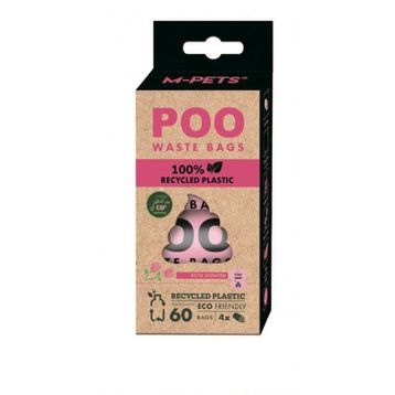 M-Pets Gül Kokulu 15 Yaprak 4'lü Paket Dışkı Toplama Poşeti