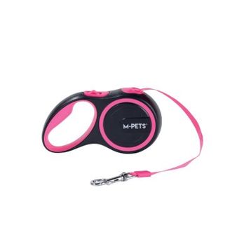 M-Pets Liberty Pembe 5 mt M Otomatik Şerit Köpek Gezdirme Tasması