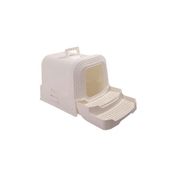 M-Pets Suez Rattan 69x42x41 cm Beyaz Kapalı Kedi Tuvaleti