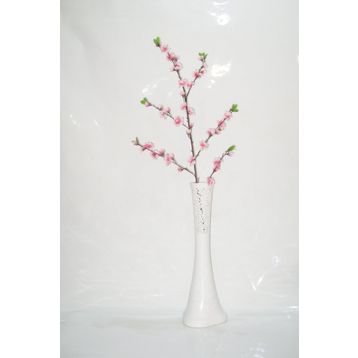 M3Decorium Beyaz İşlemeli Pembe Bahar Dalı 60cm Vazo