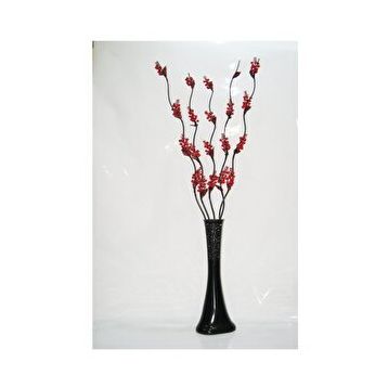 M3Decorium Desenli Kırmızı Çiçekler 60cm Vazo