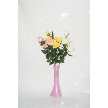 M3Decorium Pembe İşlemeli 3 Renk Gül 40cm Vazo