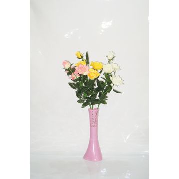 M3Decorium Pembe İşlemeli 3 Renk Gül 40cm Vazo