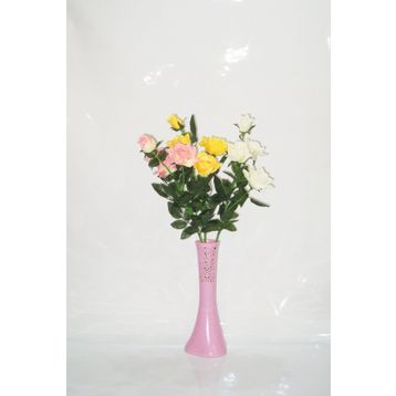 M3Decorium Pembe İşlemeli 3 Renk Gül 40cm Vazo