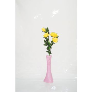 M3Decorium Pembe İşlemeli Sarı Gül 40cm Vazo