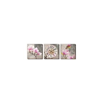 M3Decorium Pembe Lale Kanvas Tablo Duvar Saati