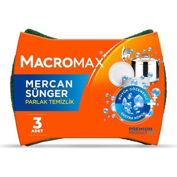 Macromax 3'lü Mercan Sünger