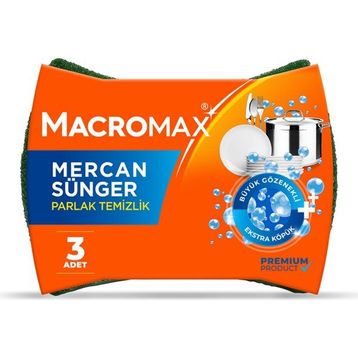 Macromax 3'lü Mercan Sünger