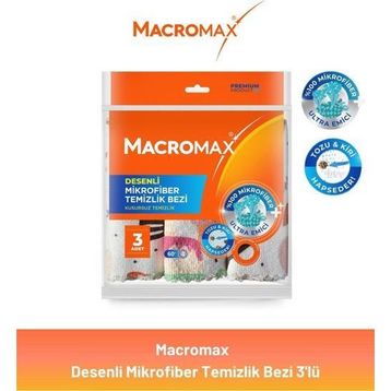 Macromax 3'lü Renkli Mikrofiber Temizlik Bezi