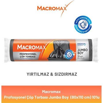 Macromax Extra Güçlü 10'lu Jumbo Boy Çöp Torbası