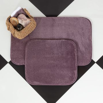Madame Coco 50x80 + 45x50 cm Koyu Mürdüm Carol 2'li Banyo Paspası