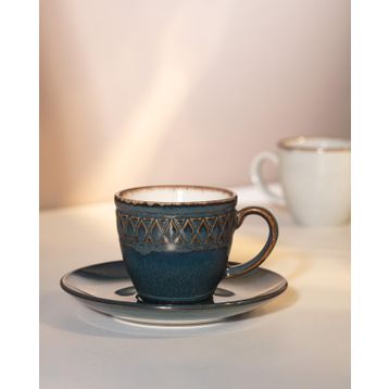 Madame Coco Antique İndigo 90 ml 2 Kişilik Kahve Fincan Takımı