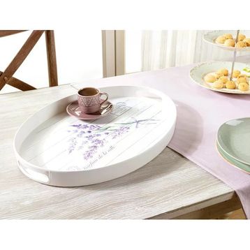 Madame Coco Beyaz Lavander Oval Tepsi