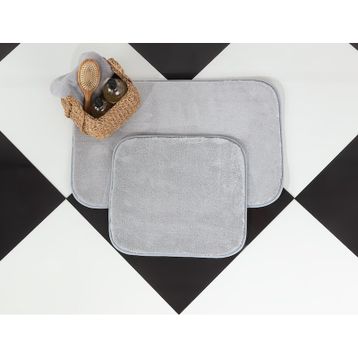 Madame Coco Carol 2'li 50x80 + 45x50 cm Gri Banyo Paspası