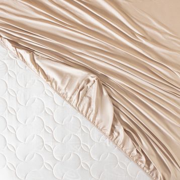 Madame Coco Ciel King Size Plus Bej Saten Çarşaf