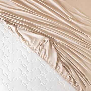 Madame Coco Ciel King Size Plus Bej Saten Çarşaf