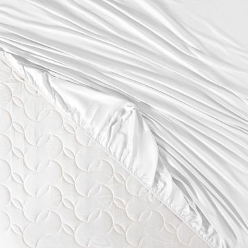Madame Coco Ciel King Size Plus Beyaz Saten Çarşaf