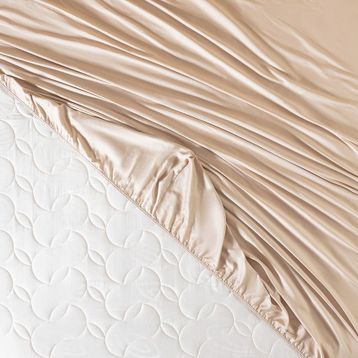 Madame Coco Ciel Tek Kişilik Bej Saten Çarşaf