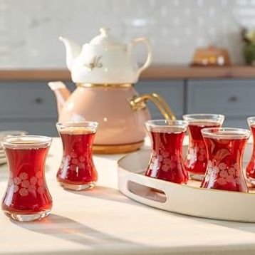 Madame Coco Lavem White Flowers 6'lı Çay Bardağı Seti