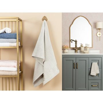 Madame Coco Maynor Bordürü Floşlu Açık Gri 70x140 cm Banyo Havlusu