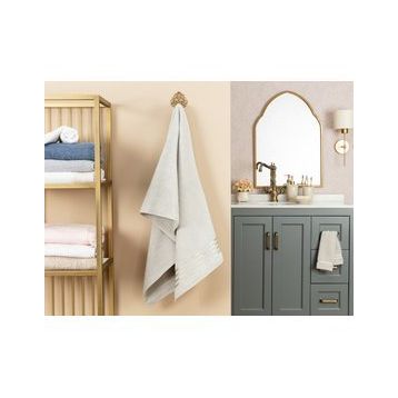 Madame Coco Maynor Bordürü Floşlu Açık Gri 70x140 cm Banyo Havlusu